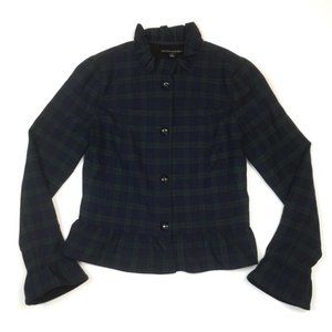 Banana Republic Tartan Plaid Jacket Holiday Ruffle